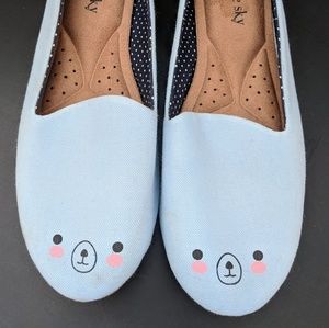 Blue Bear Canvas Flats by Loly in the sky Size 9